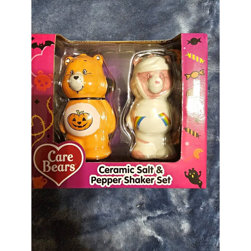 Care Bears Ceramic Salt & Pepper Shaker Set 2pc Hand Painted Small 4 in